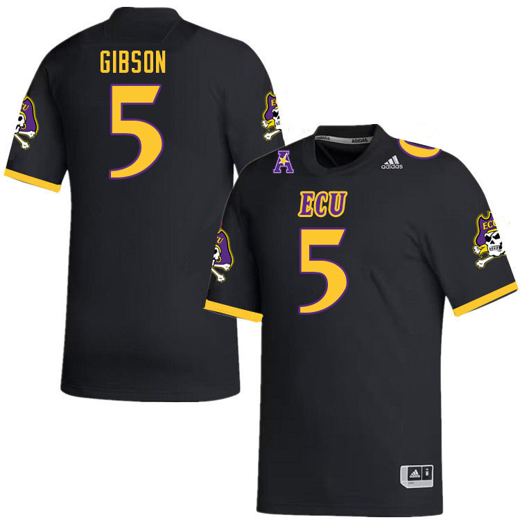 Men #5 Gavin Gibson ECU Pirates College Football Jerseys Stitched-Black